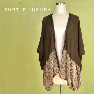 Brown Knit Duster Kimono by SUBTLE LUXURY floral